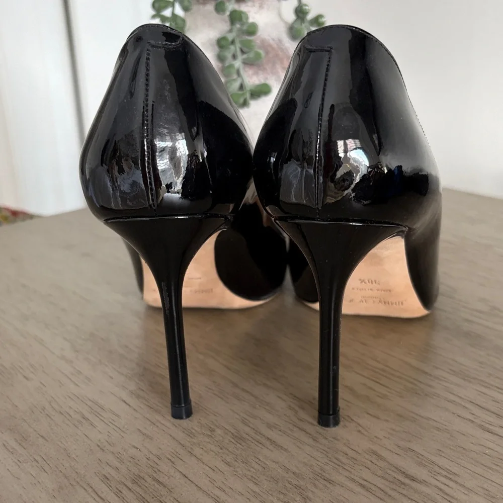 Jimmy Choo Black Patent Leather Pointed-Toe Pumps - Picture 4 of 7